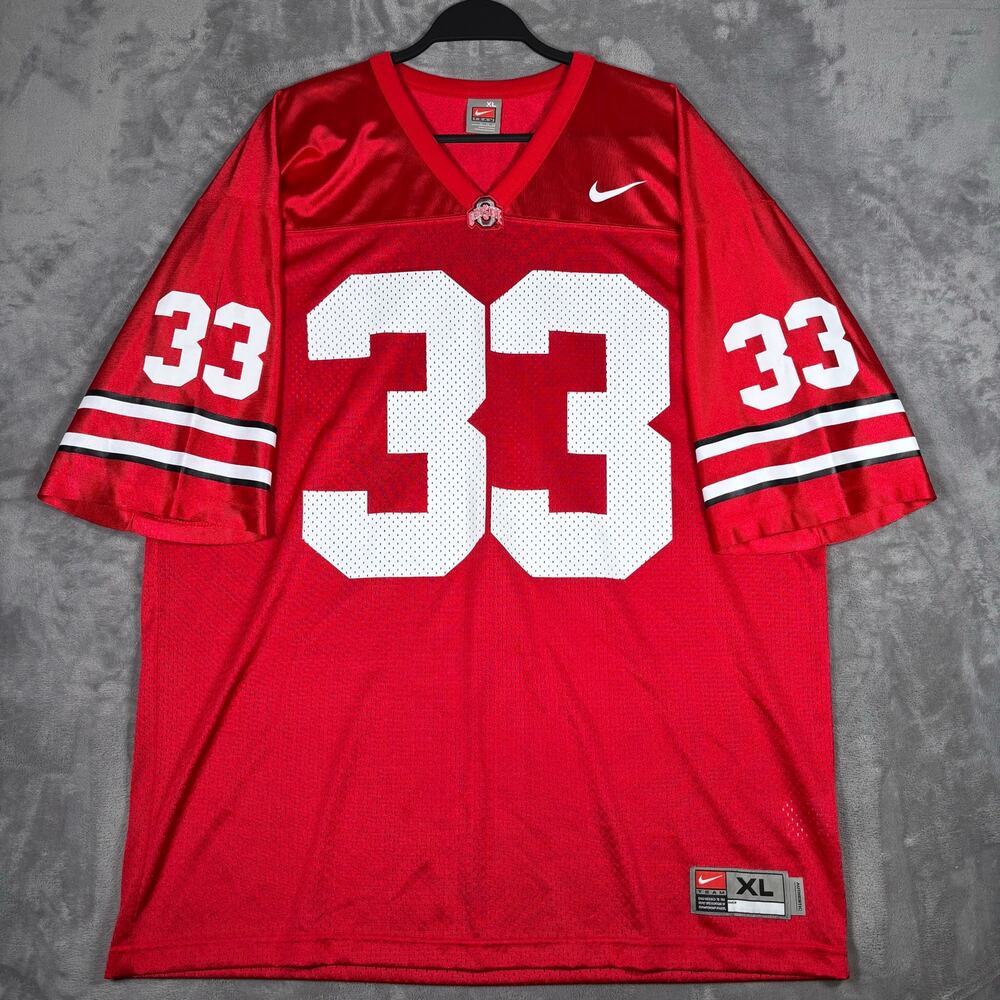 Vintage Nike Team Ohio State Buckeyes #33 Football Jersey XL Red Y2K